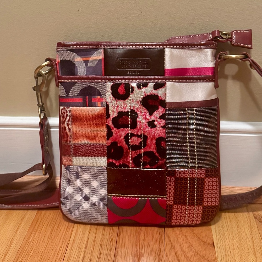 Coach Patterned Crossbody Bag with Geometric Patchwork